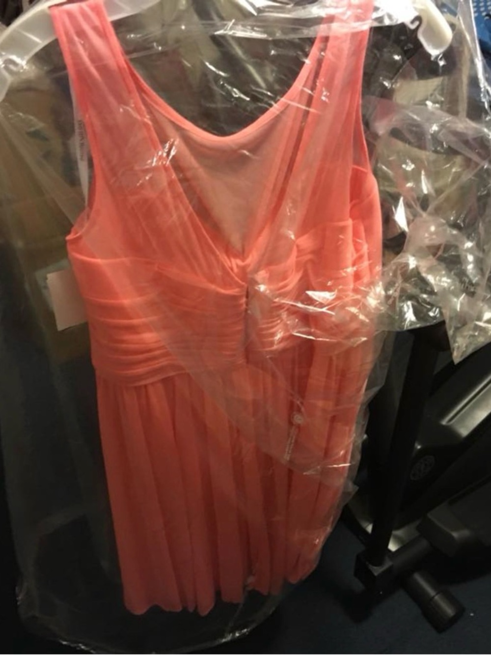 Coral Sleeveless V-Neck Chiffon Dress